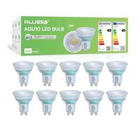 ALUSSO Class A Ampoule LED, 2700K 550 Lumens Éclairag sans Scintillement GU10 LED, Large Faisceau 120° Ampoules Spot, 3W Équivalent Halogène 60W, Non Dimmable Blanc Chaud Lampe à Réflecteur, Lot de 10