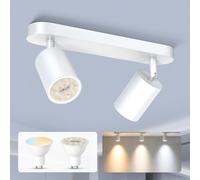 ALUSSO LED Plafonnier sans Ampoule GU10 2 Spots, Luminaire Plafond | 2 Spots Blanc 5W 3CCT Orientable Spotlight pour Salon, Chambre et Couloir sans Ampoule GU10
