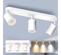 ALUSSO LED Plafonnier sans Ampoule GU10 3 Spots, Luminaire Plafond | 3 Spots Blanc 5W 3CCT Orientable Spotlight pour Salon, Chambre et Couloir sans Ampoule GU10