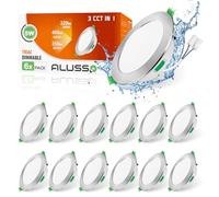 ALUSSO LED Spot Encastrable Extra Plat 5W 400 Lumen, Dimmable Blanc Chaud 3000K Blanc Neutre 4000K Blanc Froid 6500K, 230V éclairage Plafond Encastré Pour Salle de Bain, Cuisine, Salon, Lot de 12