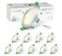 ALUSSO LED Spot Encastrable Extra Plat, Dimmable 5W 440LM, 3CCT Blanc Chaud 3000K Blanc Neutre 4000K Blanc Froid 6500K, IP44 LED Spot Etanche Salle de bain, Trou Φ68-78mm, Lot de 10