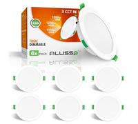 ALUSSO LED Spot Encastré 15W 1200 Lumen Dimmable 3CCT 145-160mm Lot de 6 | Blanc Chaud 3000K Blanc Neutre 4000K Blanc Froid 6500K, 230V éclairage Plafond Encastré Pour Salle de Bain, Cuisine, Salon