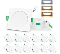 ALUSSO LIGHTING 7W Spot LED Encastrable Dimmable 230V, Spot Led Extra Plat 29mm, Blanc Chaud 3000K Blanc Neutre 4000K Blanc Froid 6500K Réglable, Spot Salle de Bain IP44, Lot de 12 Carré Blanc