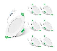 ALUSSO LIGHTING LED Encastrable 7W 230V Dimmable, 3000K 4000K 6500K Couleur Réglable, Salle de Bain IP65, Extra Plat 29mm Plafond, Lot de 6, Rond Blanc