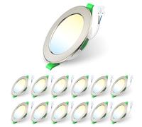 ALUSSO LIGHTING Lot de 12 Spot LED Encastrable,7W 580 Lumen Spot LED Encastrable Dimmable,3000K 4000K 6500K Température de couleur réglable, IP44 éclairage Plafond Pour Salle de Bain,Salon,Nickel
