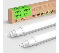 ALUSSO LIGHTING Lot de 2 Réglette LED 150cm, 48W 4800LM 5000K Neutre Blanc IP65 Extérieur étanche Neon LED, Tubes Lumineux pour Garage, Cave, Entrepôt, Bureau, Atelier, éclairage de cuisine