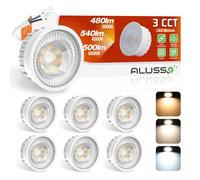 ALUSSO LIGHTING Module LED Ultra Plat ø50x25mm pour Spot Encastrable, 6W 540lm 230V, Blanc Chaud Blanc Naturel Blanc Froid Dimmable, Remplace les Ampoules GU10 MR16, étanche IP44, Pack de 6