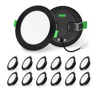 ALUSSO LIGHTING Noir Spot LED Encastrable Dimmable 10W 1050lm Haute Luminosité, Extra Plat Spots de Plafond, 3000K 4000K 6500K Réglable Blanc Chaud Nature Froid Spot Salle de Bain IP44, Lot de 12