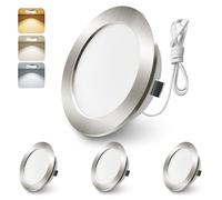 ALUSSO Lot de 3 Spot Led 12V(Not Dimmable),3000K 4000K 6000K Spot Led Encastrable 12V,4W Ø55-58mm Découper IP44 Pour Sous Armoire,Cuisine,Camping-car,Caravane,toit,Nickel
