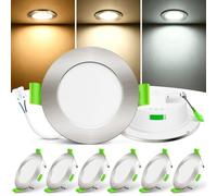 ALUSSO Lot de 6 Spot Led 12V,3CCT Ø55-68mm IP44 Pour Camping-car,Nickel | Not Dimmable,3000k 4000k 6500k réglable,4W 400LM Pour Sous Armoire,Cuisine,Caravane,toit