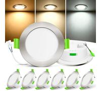 ALUSSO Lot de 6 Spot Led 12V,3CCT Ø68-78mm IP44 Pour Camping-car,Nickel | Not Dimmable,3000k 4000k 6500k réglable,5W 500LM Pour Sous Armoire,Cuisine,Caravane,toit