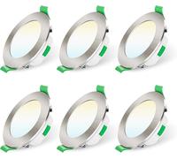 ALUSSO Spot encastré LED, 230 V, dimmable, 68 mm, 7 W, ultra plat, IP44 LED, éclairage d’intérieur pour salle de bains, cuisine et salon, blanc chaud, blanc neutre, blanc froid, nickel brossé