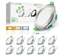 ALUSSO Spot LED Encastrable Dimmable 230V,3WT 4W 6W 8W 3CCT 3000K 4000K 6500K Étanche IP44 Réglable Plafonnier Encastré pour Salle de Bain, Salon, Lot de 10, Rond, Nickel