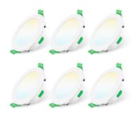 ALUSSO Spot LED Encastrable Dimmable 230V 7W Spot Plafond 3000K 4000K 6500K Étanche IP44 Réglable Plafonnier Encastré pour Salle de Bain, Salon, Lot de 6, Rond, Blanc