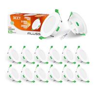 ALUSSO Spot LED Encastrable Extra Plat, 4W 310LM Dimmable IP44 Spot Etanche Salle de bain, Blanc Chaud 3000K Blanc Neutre 4000K Blanc Froid 6500K, Trou Φ55-68mm, AC220-240V, Lot de 12