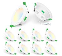 ALUSSO Spot LED Encastrable Extra Plat, 5W 440LM Dimmable IP44 LED Spot Etanche Salle de bain, 3CCT Blanc Chaud 3000K Blanc Neutre 4000K Blanc Froid 6500K, Trou Φ68-78mm, Lot de 10