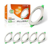 ALUSSO Spot LED Encastrable Extra Plat Dimmable, 10W 800 Lumen Ultra Slim éclairage Plafond Encastré, Blanc Chaud 3000K Blanc Neutre 4000K Blanc Froid 6500K,230V IP44 Lampe Pour Salle de Bain,Lot de 6