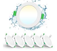 ALUSSO Spots encastrés LED ultra-plats 7-W 230-V à intensité variable IP65, pour salle de bains, 580-LM, blanc chaud 3000-K, blanc neutre 4000-K, blanc froid 6500-K