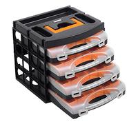 ALUTEC Sacoche à compartiments (kit de petites pièces avec 4 boîtes professionnelles à 16 compartiments, design compact) 56100