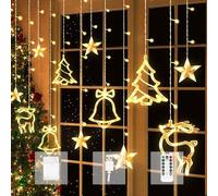 Aluusy Rideau Lumineux Noel 3,5m Guirlande Rideau Lumineuse USB/Pile avec Minuterie et Télécommande, Étanche IP44, 8 Modes Guirlande Lumineuse Rideau Noël Decoration pour Fenetre, Balcon, Jardin