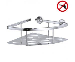 Aluxx Panier d'angle avec plateau en aluminium chromé inoxydable, pose facile sans perçage (40203-00000-00)