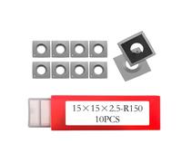 ALUYEH Lot de 10 couteaux à lame carrée en carbure de tungstène pour tête de coupe hélicoïdale, 15 x 15 x 2,5 mm Angle 30° R150 Rayon Outil de tournage en bois de rechange