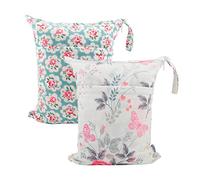 Alvababy Lot de 2 sacs à langer humides et secs imperméables réutilisables avec deux poches zippées pour voyage, plage, piscine, garderie, articles de bébé, yoga, gym sac pour maillots de bain ou vêtements humides