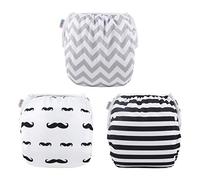 ALVABABY Lot de 3 couches de natation réutilisables, lavables et réglables pour cours de natation vacances garçon et fille de 0 à 2 ans 3SWY01-FR