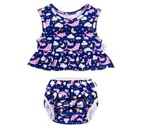 ALVABABY Maillot de bain pour bébé fille - Maillot de bain bikini sans manches pour tout-petits - Réutilisable - 1 couche de bain et 1 maillot de bain taille L (1-3 ans) ZSWT03-DE