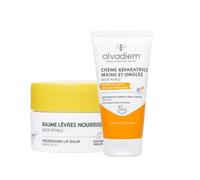 Alvadiem | Kit Mains et Lèvres Crème Réparatrice et Baume Lèvres | Répare Mains Très Sèches et Lèvres Gercées | Gelée Royale, Miel, Cire | Fabriqué en France Testé Dermatologiquement | 50 ml et 10 ml