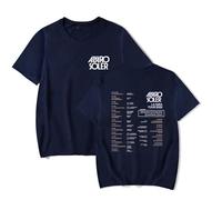 Alvaro Soler Merch LA GIRA Tour 2025 T-shirt graphique décontracté à manches courtes Album Hommes Femmes Vêtements pour l'été, bleu marine, XL