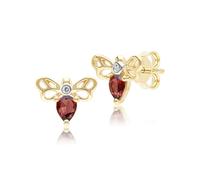 Alvéolaire Poire Forme Grenade et Diamant Bee Clou Earrings IN 9ct or Jaune