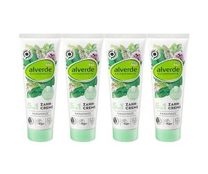 alverde NATURKOSMETIK Nanaminze Lot de 4 tubes de dentifrice 5 en 1 (4 x 75 ml), 300 ml