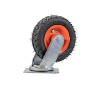 AlveyTech Roue de direction avec fourche et essieu - Pour kits de kart à hoverboard - Pneu anti-traces et anti-chocs (Gris) avec plaque de montage en alliage métallique durable - Roues de remplacement