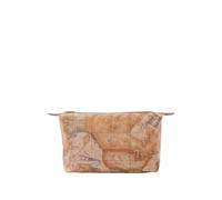 Alviero Martini 1A Classe Pochette de rangement pratique et polyvalente en tissu imprimé avec carte géographique Geo Soft avec coutures contrastées et fermeture zippée. 26 x 29 x 9 cm., 0010 Natural