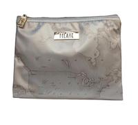 Alviero Martini 1A eauty Case pour femme, tissu caoutchouté, bleu foncé, Geo Pattern, fermeture éclair, classique, pour voyage