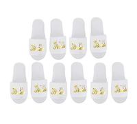 Alvinlite 5 Paires de Pantoufles jetables, Pantoufles jetables Pantoufles d'invité en Vrac Lettres Blanches Imprimer Pantoufles pour Les Accessoires(Bride Crown-Blanche)