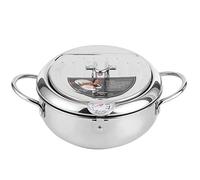 Alvinlite Friteuse, Petite friteuse Tempura en Acier Inoxydable avec thermomètre, Couvercle et égouttoir pour Frites, Ailes de Poulet et crevettes(S) friteuse