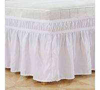 Alvinlite Jupe de lit élastique Blanche à Volants, cantonnière de Couverture en Polyester à Ajustement Facile pour Lits Jumeaux/Double/Queen/King Size(King：78 * 80+15inch)