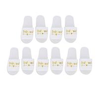 Alvinlite Lot de 5 paires de chaussons jetables avec lettres blanches imprimées pour hôtel, fête de mariage, blanc, bridesmaid
