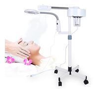 Alvinlite Vapeur Facial 2-en-1 Pro sur Roues Vapeur Facial à Ozone Ionique avec Lampe De Sol Grossissante LED 5X Fonction De Brume Chaude Support pour Le Nettoyage Personnel de la Peau du Spa