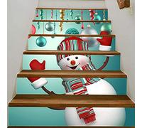 Alvinlite Wall Sticker Art 3D Décoratif De Noël Escaliers Decal Escalier Autocollants Famille Décor Bonhomme De Neige Type Escalier