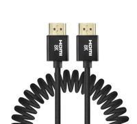 Alvins Câble spiralé HDMI 2.1 tressé 8K 60 Hz, 48 Gbit/s, 30-40 cm | Support 8K60/4K120, HDR, VRR, eARC, pour Atomos Ninja V, Portkeys BM5, Feelworld Monitor, pour Canon, ZCAM, Sony FS5/FS7/A7S3