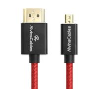 Alvin's Cables 8K 2.1 Micro HDMI vers HDMI Câble enroulé pour Atomos Ninja V, 8K@60Hz 4K@60Hz Câble HDMI haute vitesse pour Sony A7RIII A7M3, pour Canon R5 M6, pour Fujifilm X-T4, avec tresse rouge