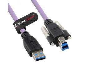 Alvin's Cables Câble données USB 3.0 Type-A vers USB-B à Verrouillage par vis pour caméra Industrielle Vision Machine,imprimante et Scanner,chaîne traînante Haute flexibilité blindée,6m/19,7ft,Violet