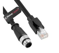 Alvin's Cables Câble Ethernet M12 A-Code 8 Broches mâle vers RJ45 Cat6a blindé pour appareils réseau d'automatisation Industrielle, chaîne de traînée Haute flexibilité 3 m