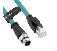 Alvin's Cables Câble Ethernet M12 A-Code 8 Broches mâle vers RJ45 Cat6a blindé pour appareils réseau d'automatisation Industrielle, chaîne de traînage Haute flexibilité 2 m Vert