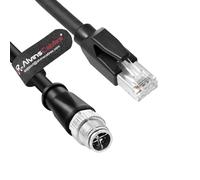 Alvin's Cables Câble Ethernet M12 X-Code 8 Broches Mâle vers RJ45 pour Caméra Cognex Keyence, Câble Cat6a Haute Flexibilité pour Automatisation Industrielle, Module Fieldbus, Robotique, 30m/98,4ft