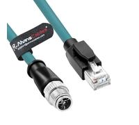 Alvin's Cables Câble Ethernet M12 X-Code 8 Broches Mâle vers RJ45 pour Caméra Cognex Keyence, Câble Cat6a Haute Flexibilité pour Automatisation Industrielle, Module Fieldbus, Robotique, 25m/82ft Vert
