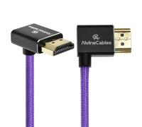 Alvin's Cables Câble HDMI 2.1 8K 48Gbps 8K@60Hz 4K@120Hz Câble en spirale tressé haute vitesse pour Sony FS5 FS7, BMPCC, Canon C300 C500, Atomos Ninja, Feelworld, Angle de droite à haut Violet
